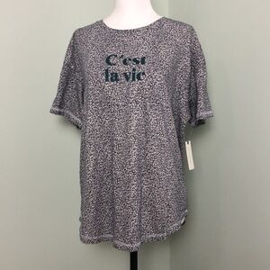 ❤️ M ❤️ NWT Anthro Top Floral Graphic Tee C’est La Vie​